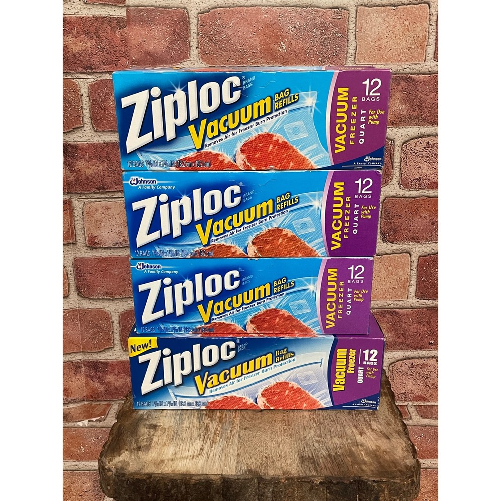 Ziploc Vacuum Freezer Bag Refills Quart Size 12 Count 4 Boxes Total 48 Bags